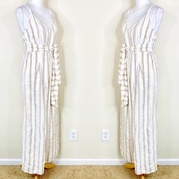 Roxy Wheel & Palms Wide Leg Jumpsuit Cream Stripe - Picture 10 of 14